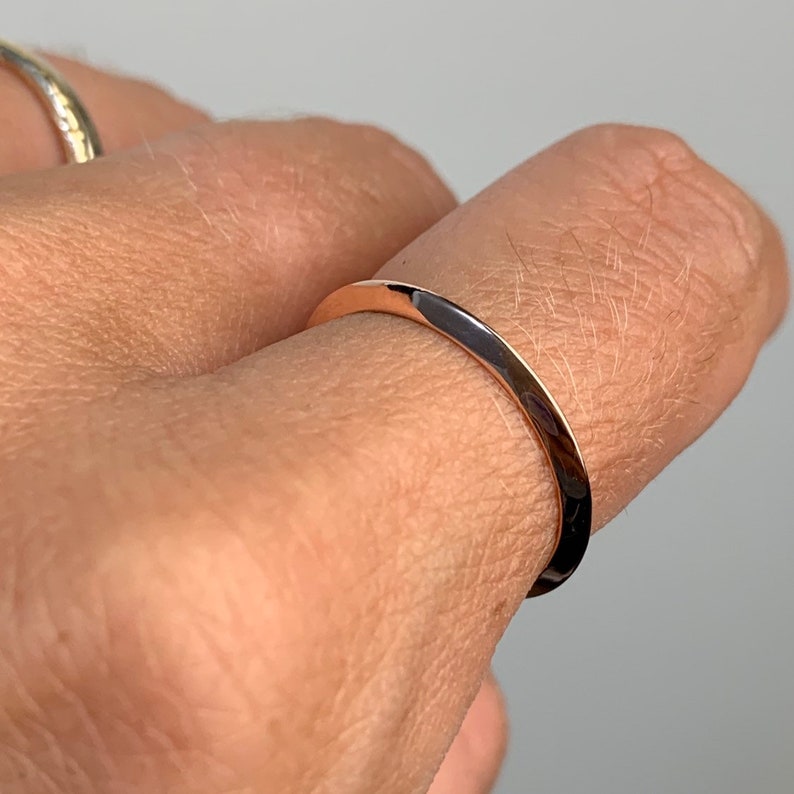 SOLID 14k Yellow or Rose or White Gold Wedding Band Ring Thin Pyramid Angular Triangle Rose Gold Geometric Wedding Band