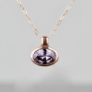 Oval Faux Alexandrite Necklace | Oval Alexandrite Pendant | SOLID Gold Alexandrite Necklace | June Birthstone Necklace | 16&quot; Chain