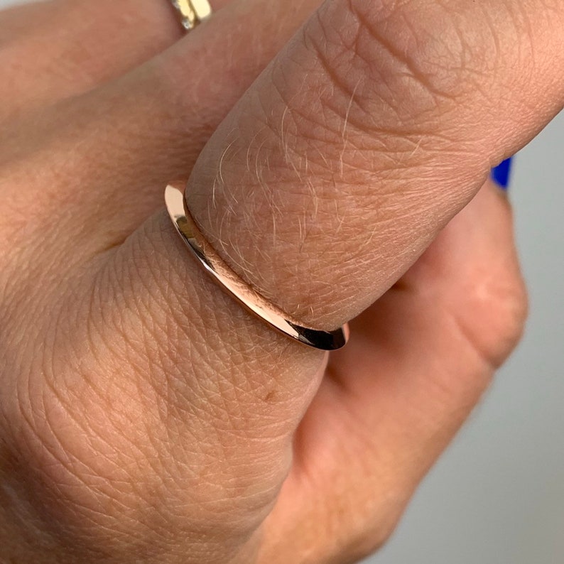SOLID 14k Yellow or Rose or White Gold Wedding Band Ring Thin Pyramid Angular Triangle Rose Gold Geometric Wedding Band