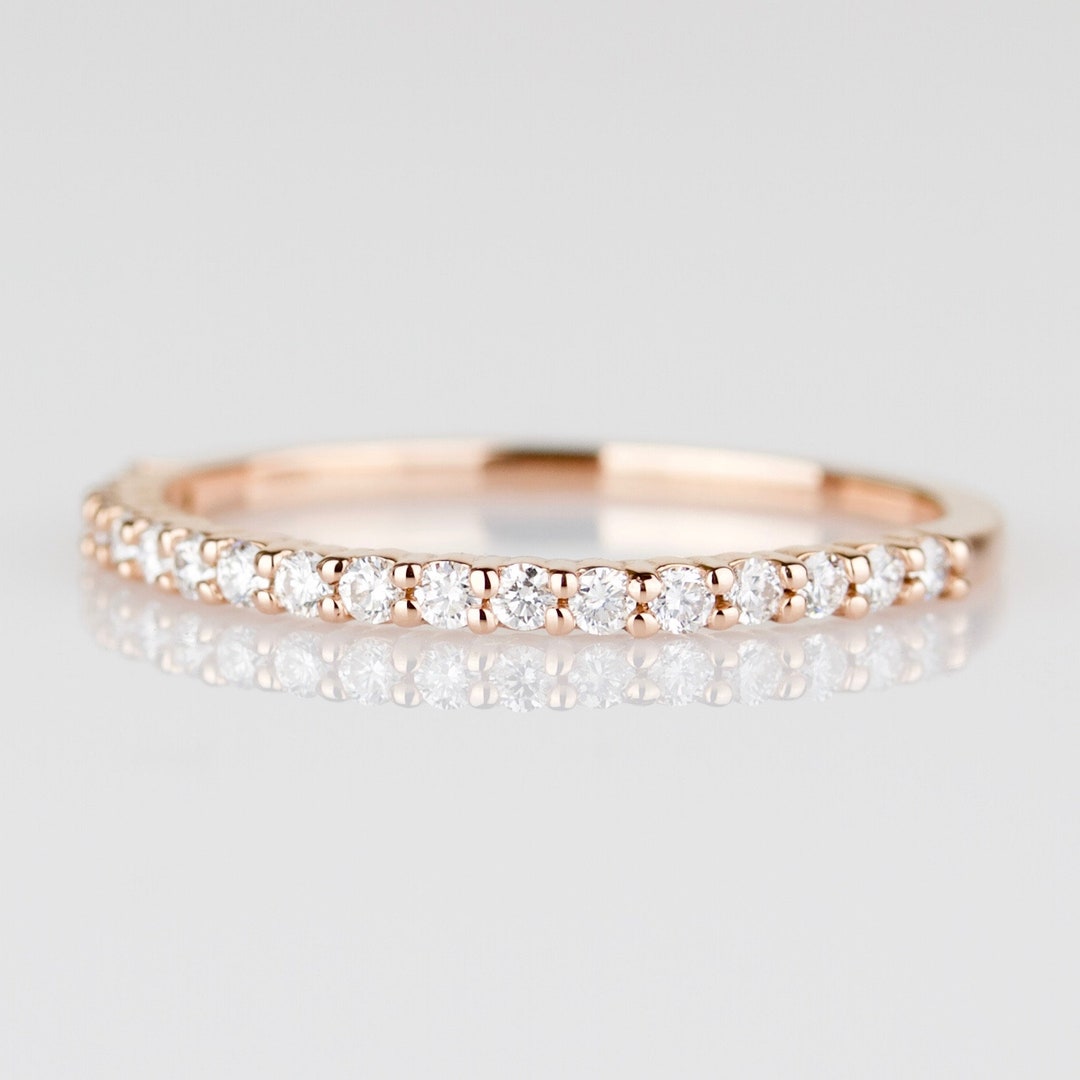 Natural Diamond Half Eternity Ring SOLID Gold | 14k or 18k Gold Wedding ...