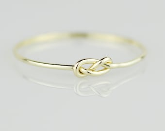 SOLID Gold Infinity Knot Stack Ring | 14k or 18k White, Green, Yellow or Rose Gold Tiny Knot Ring | Delicate Memory Ring