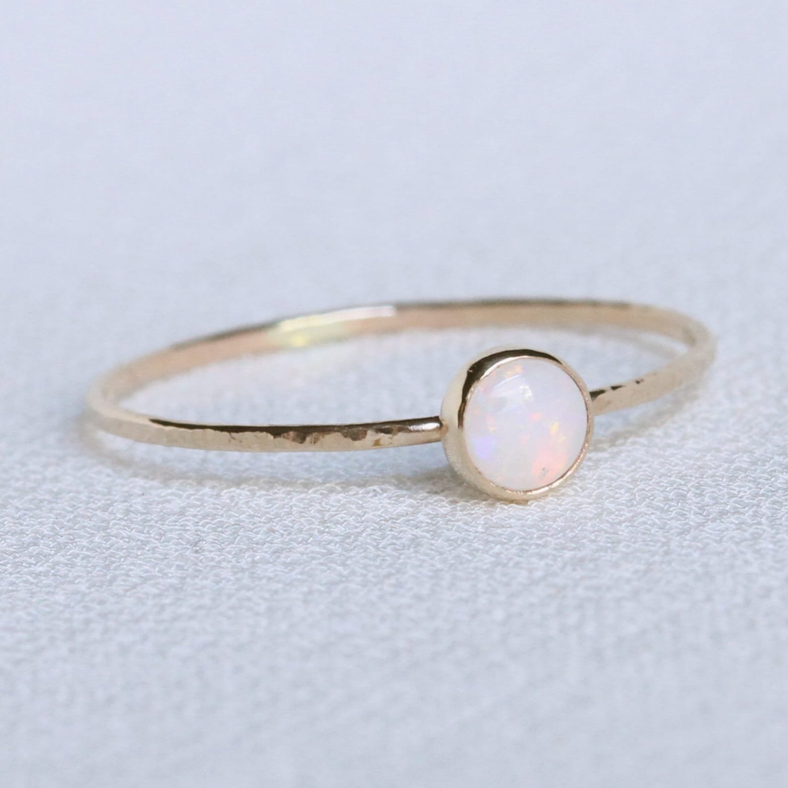Natural AAA Opal Ring SOLID 14k Gold Simple Stack Ring Etsy