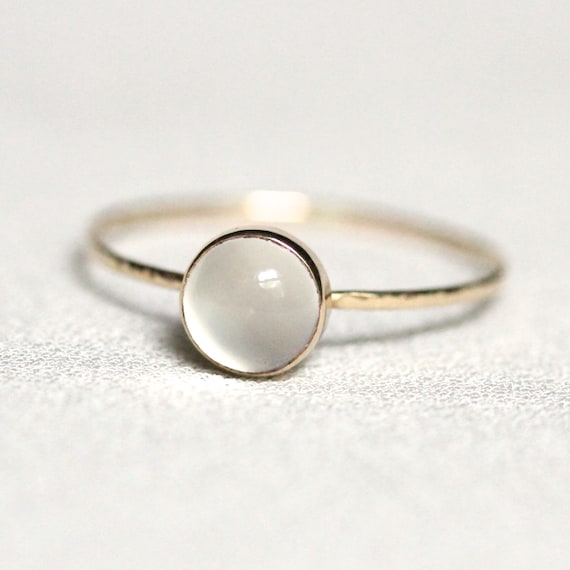 SOLID Gold Personalized Birthstone Ring 14k Gold Bubble Stack Ring