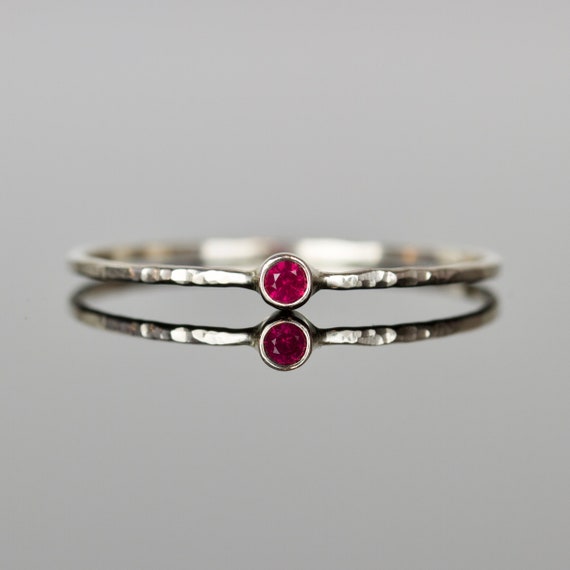 2mm Ruby Stacking Ring Tiny Genuine Ruby Ring Natural Ruby | Etsy