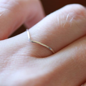 SOLID Gold Chevron Ring | Simple Chevron Stack Ring | Tiny Geometric Hammered Ring | 14k or 18k gold ring