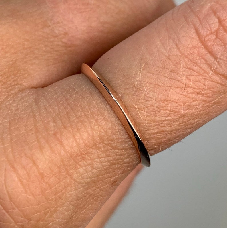 SOLID 14k Yellow or Rose or White Gold Wedding Band Ring Thin Pyramid Angular Triangle Rose Gold Geometric Wedding Band