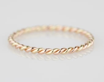 SOLID guld vridring | 14k eller 18k guld repring | Vitt guld | Roséguld | Gult guld | Elegant repring | Ring med blandade metaller