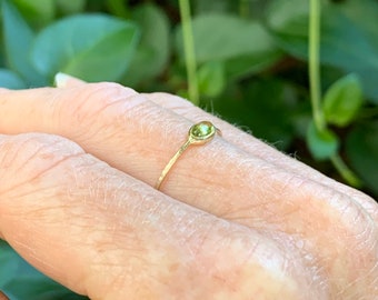 Natural Oval Peridot Ring | SOLID 14k Gold | August Birthstone Stack Ring | Delicate Dainty Peridot Ring | White Yellow or Rose Gold Ring