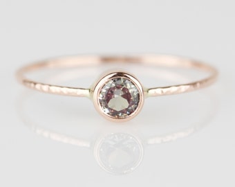14k Gold Faux Alexandrite Delicate Stacking Ring | Personalized Birthstone Ring | Rose Gold | Yellow Gold | White Gold | Dainty Custom Ring