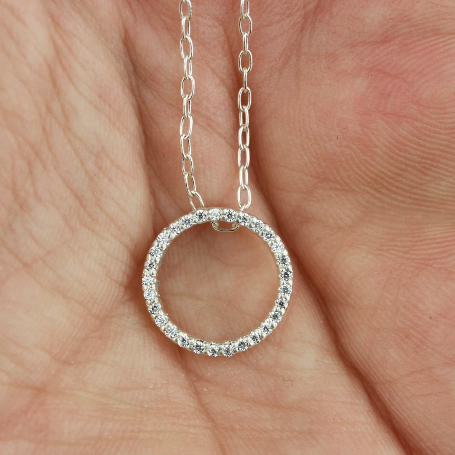 Diamond Eternity Necklace SOLID GOLD 14k Diamond Pendant 29 Etsy