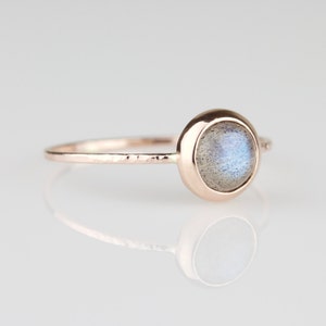 Labradorite Stacking Ring SOLID Gold Labradorite Ring Dainty Labradorite Ring Rose Gold Yellow Gold White Gold image 2