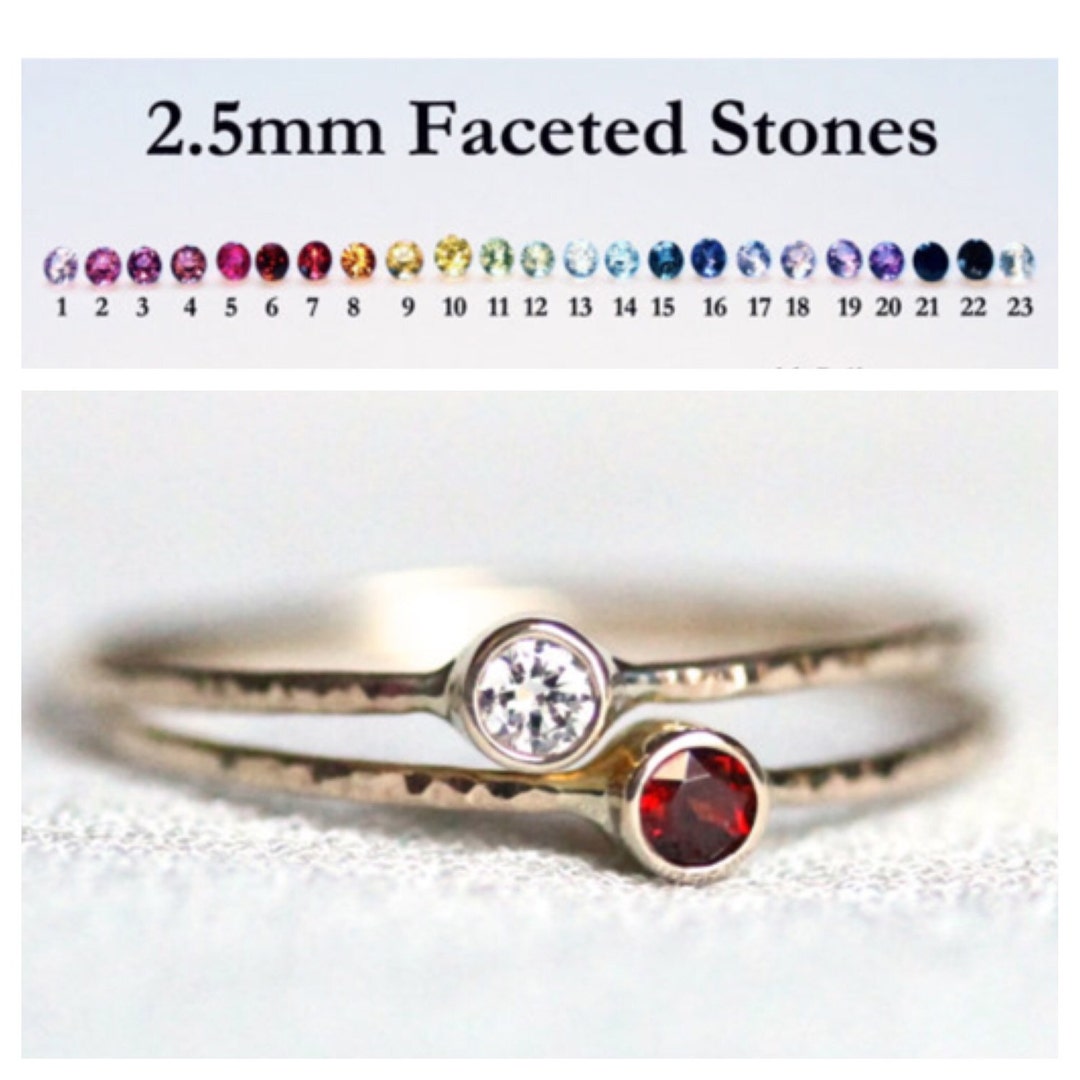 handmade ruby stone stacking ring delicate... Select Two Stones - Set of Two 14k Gold Gemstone Stacking Rings - SOLID ...