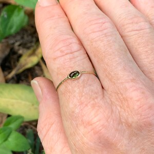 Natural Oval Green Tourmaline Ring | SOLID 14k Gold Stack Ring ...
