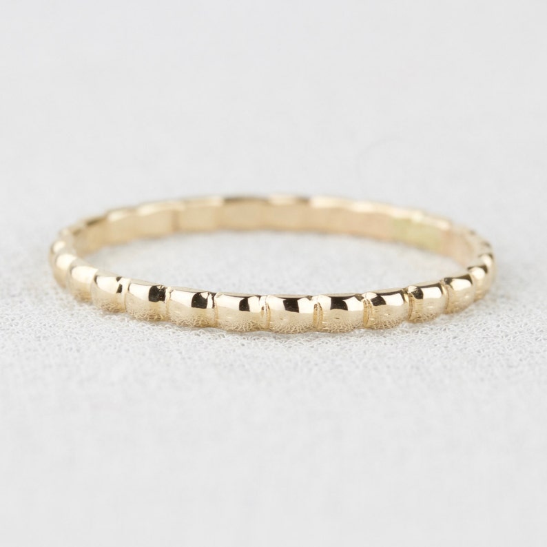 SOLID Gold Kate Wedding Band Gold Beaded Band 14k or 18k Gold Modern Wedding Band White or Yellow Gold Dainty Bubble Ring image 1