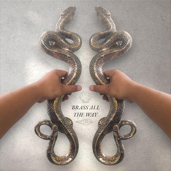 46 Cm Huge Snake Door Handle - Big Snake Door Handle - Giant Brass