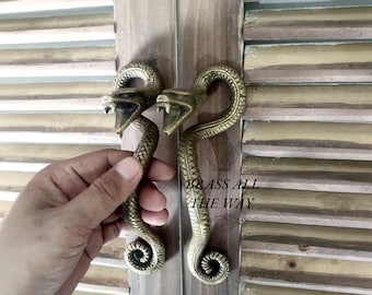 Pomello in ottone a forma di serpente - Cassetto a forma di serpente arrabbiato - Maniglia per porta a forma di serpente arrabbiato - Maniglie a forma di serpente - Maniglia per porta a forma di serpente