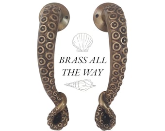 Tirador de puerta de latón con forma de tentáculo de pulpo de 11,22" - Tirador de puerta con forma de tentáculo de pulpo - Tirador de puerta con forma de pulpo