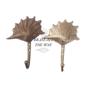 16 cm Shell Brass Hook Fixture - Super Shell Brass Hook - Brass Shell Aesthetic Hook Fixture