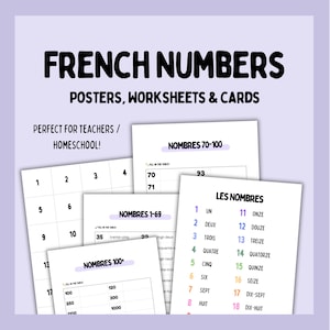 French Numbers Posters, Worksheets & Flashcards | Fun Pastel Classroom Decor Kids, French Teacher Resources, Homeschool French activities