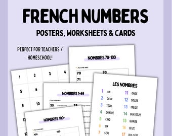 French Numbers Posters, Worksheets & Flashcards | Fun Pastel Classroom Decor Kids, French Teacher Resources, Homeschool French activities