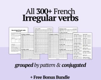 French IRREGULAR VERBS System | 300+ Verbs Grouped by Conjugation | Grammar Workbook + Worksheets | Learn French Fast