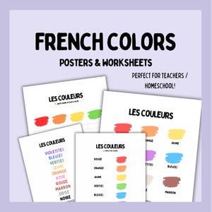 French colors vocabulary worksheets and posters  | Fun Pastel Classroom Decor Kids, French Teacher Resources, Homeschool French activities