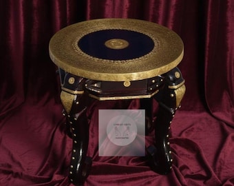 Mesa de centro india de madera maciza con diseño de elefante hecha a mano
