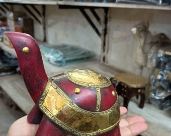 3er-Set|Handgefertigte Holzschildkrötenfigur | Wohlstand Decor, 15 cm