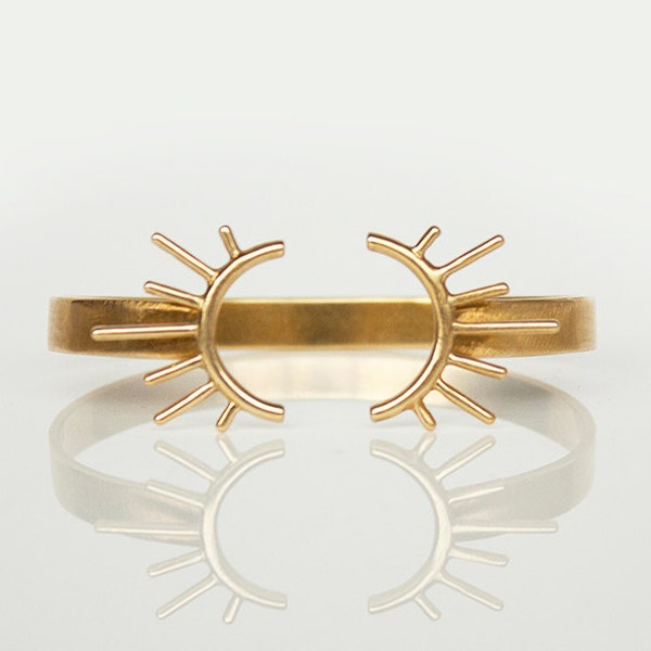 Open Brass Bangle- Adjustable Bracelet- Gold Burst- Sun Burst  Bracelet- Silver Bracelet