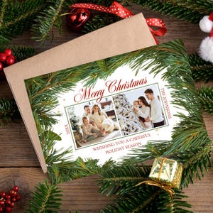 Modelo de cartão de Natal elegante para a família, modelo de cartão Canva, cartão digital 7"x5", cartão de boas festas, cartão para download digital