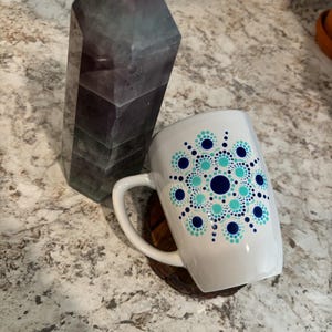 Hand painted dot mandala sacred geometry mug