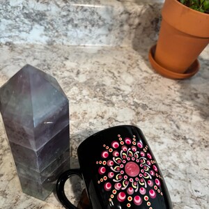 Hand painted dot mandala sacred geometry mug