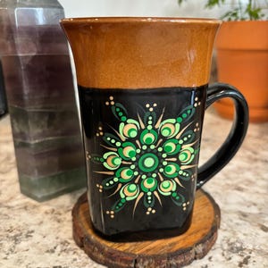 Hand painted dot mandala sacred geometry mug