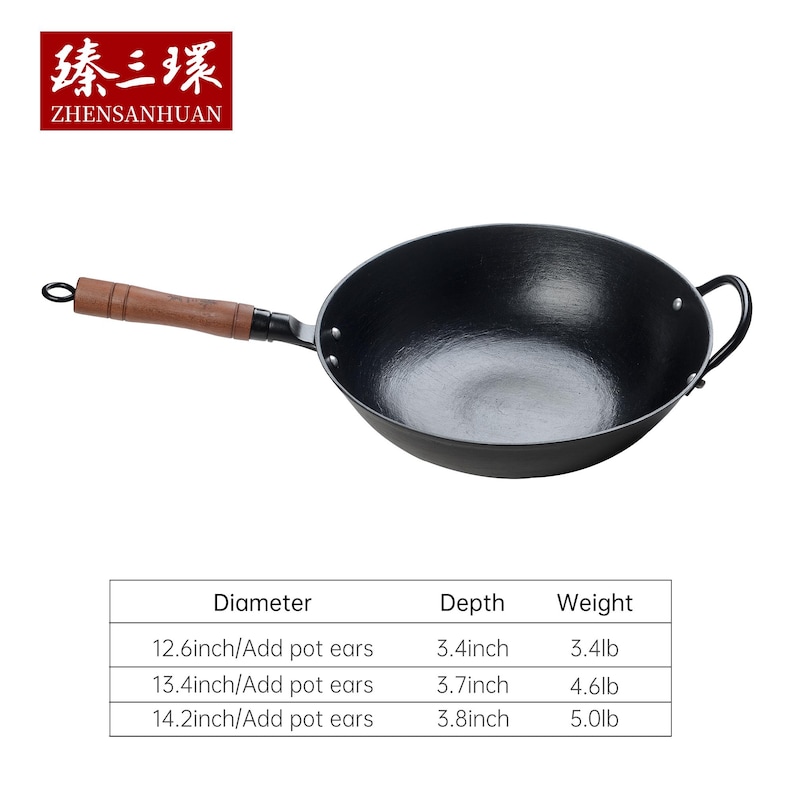 ZhenSanHuan Light-Weight Cast Iron Chinese Traditional Wok - Thumbnail 4
