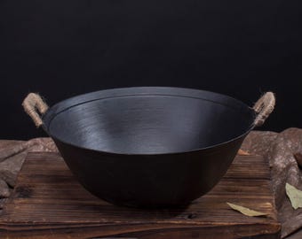 ZhenSanHuan Light-Weight Cast Iron Chinese Traditional Wok - Round Bottom