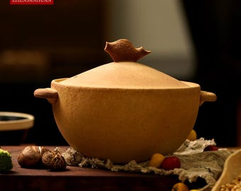 ZhenSanHuan Handmade Earthenware Clay Pot Casserole - 1.8L for 2–4 people
