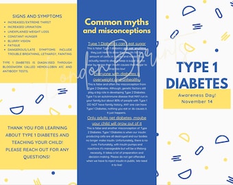 Type 1 Diabetes Awareness Pamphlet | T1D Information Handout