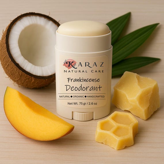 Handcrafted Natural Deodorant: Lavender or Frankincense, Organic Beeswax