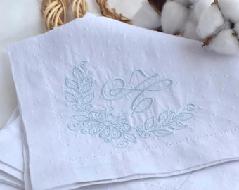 Personalized Monogram Napkins - Cotton Linen Blend - Embroidered Wedding Gift, Anniversary, House Warming, Servietten