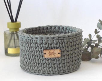 Custom Cotton Rope Basket, Crochet Storage Bin, Minimalist Nursery Decor, Handmade Sage Green Nesting Baskets, Slow Living Home Organization