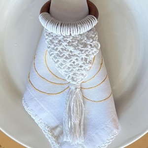 Fringed Macramé Napkin Rings – Set of 6
