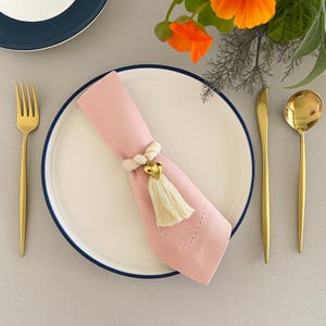 ゴールデンハートナプキンリング＆ヴィンテージローズナプキン 4個セット