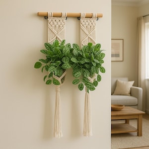 Appendiabiti doppio in macramè – Fatto a mano con bambù