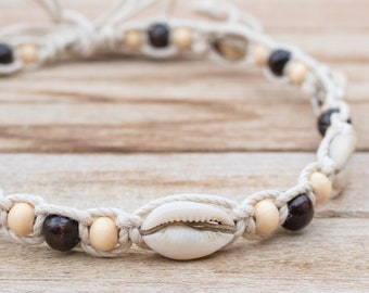 Thick Hemp Shell Necklace for men or women: made to order jewelry choose the color and length