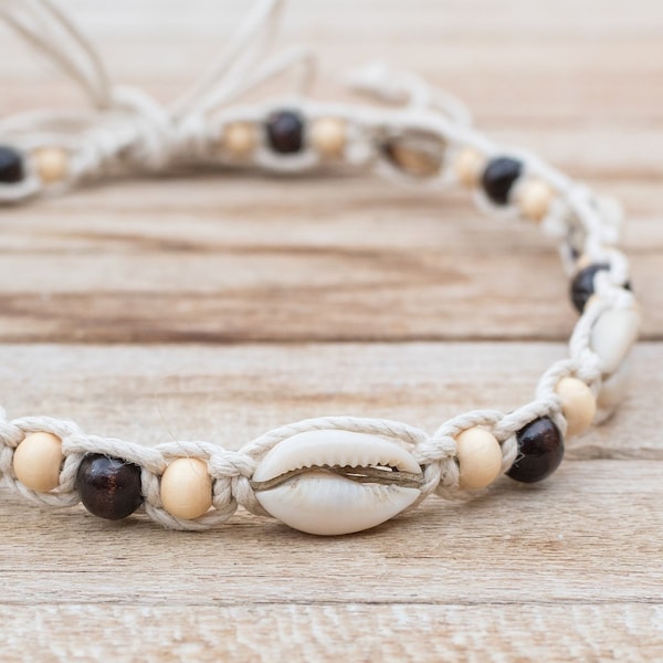 Thick Hemp Shell Necklace for men or women: made to order jewelry choose the color and length