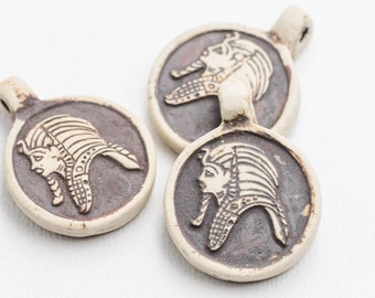 Egyptian Man Necklace  Pendants, clay  charms,   raku high fired clay, 2mm hole, Jewelry Supply