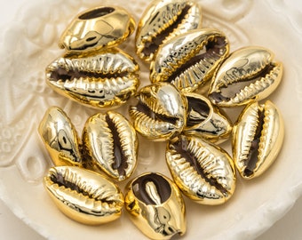 Vermeil 18k gold over 925 sterling silver cowrie shell connector sea shell cowrie shiny gold cowrie shell connector shell connector