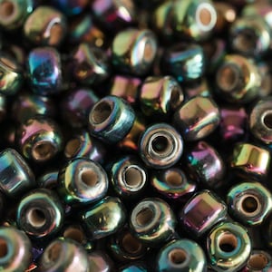Metallic Glass Pony Beads, India Crow Roller 9mm, 50 pieces   -B3008