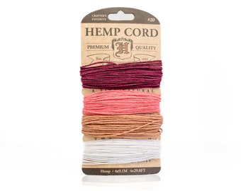 Coral Reef 1mm Hemp Twine Sample card  -CH67