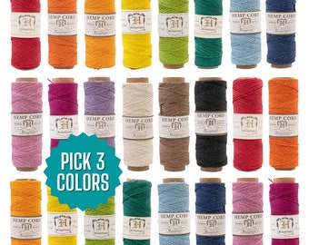 Buy In Bulk, Colored Hemp Cord,  craft string, eco friendly twine - PICK 3  Colors